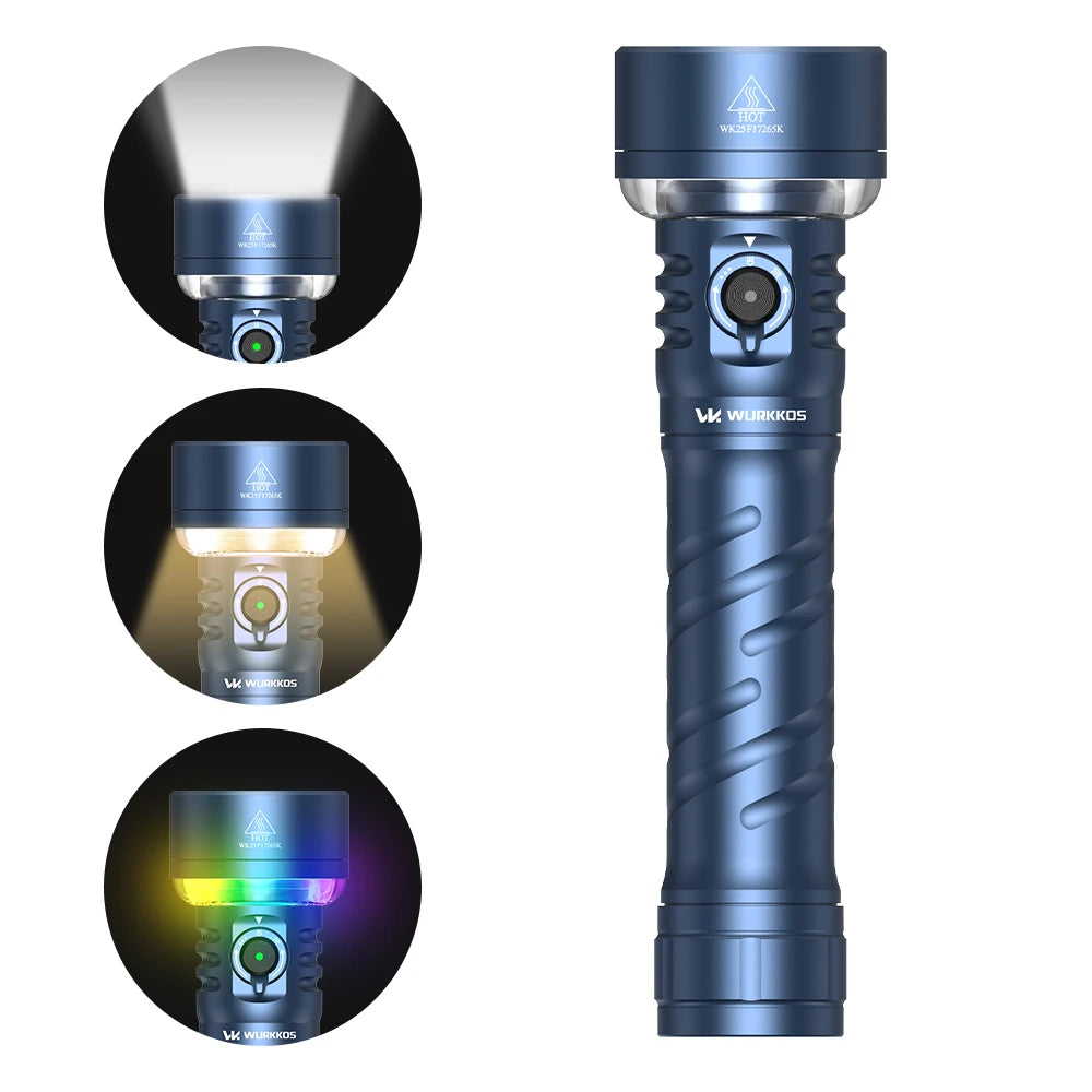 Wurkkos TS27 Ultra-Bright Flashlight 3200 Lumens 845-Meter Beam Distance Camping-Specific Rechargeable Flashlight