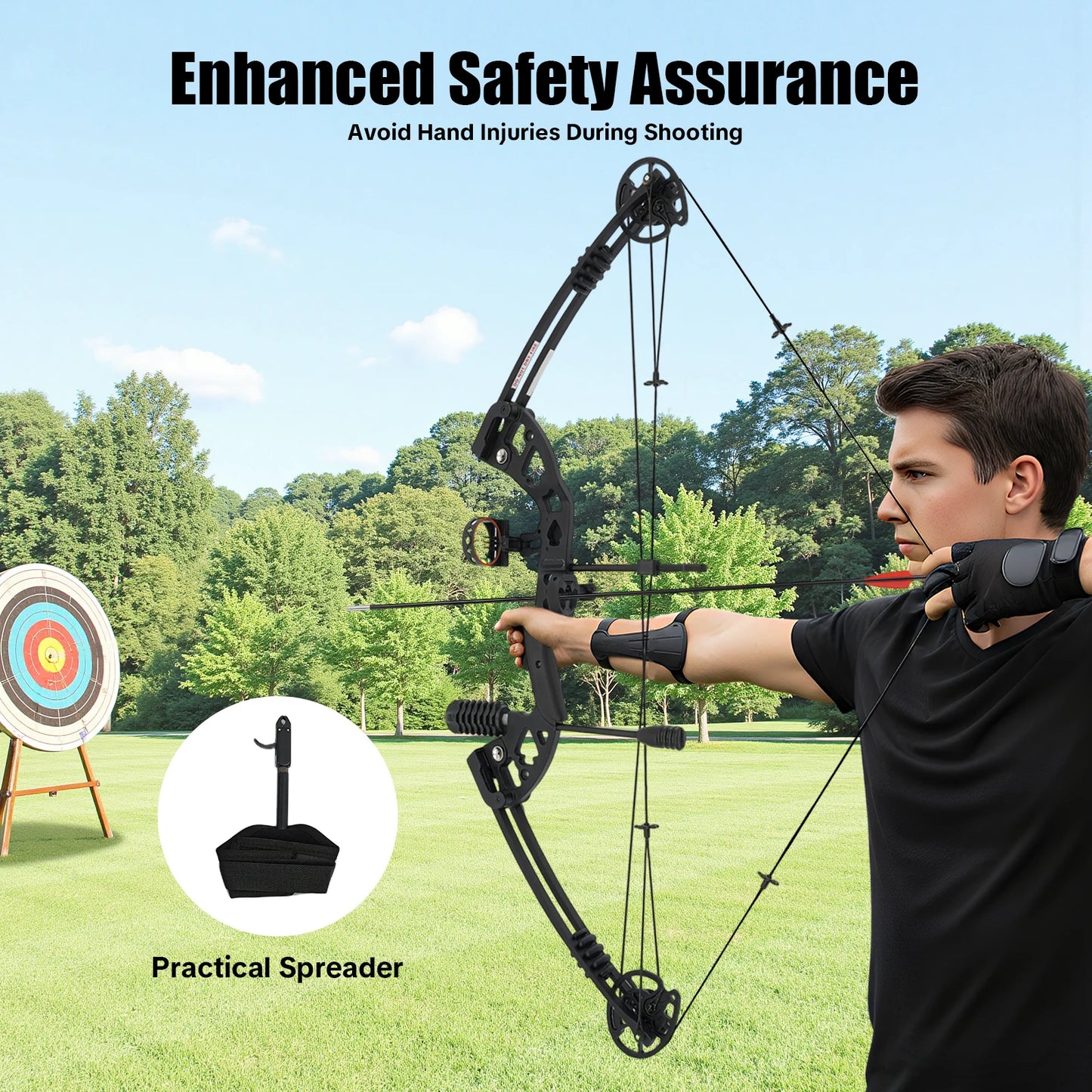 Compound Bow For Adults, Right Hand, Hunting Kit: 3 Pin Lighted Sight For Outdoor Competition, Hunting, Training