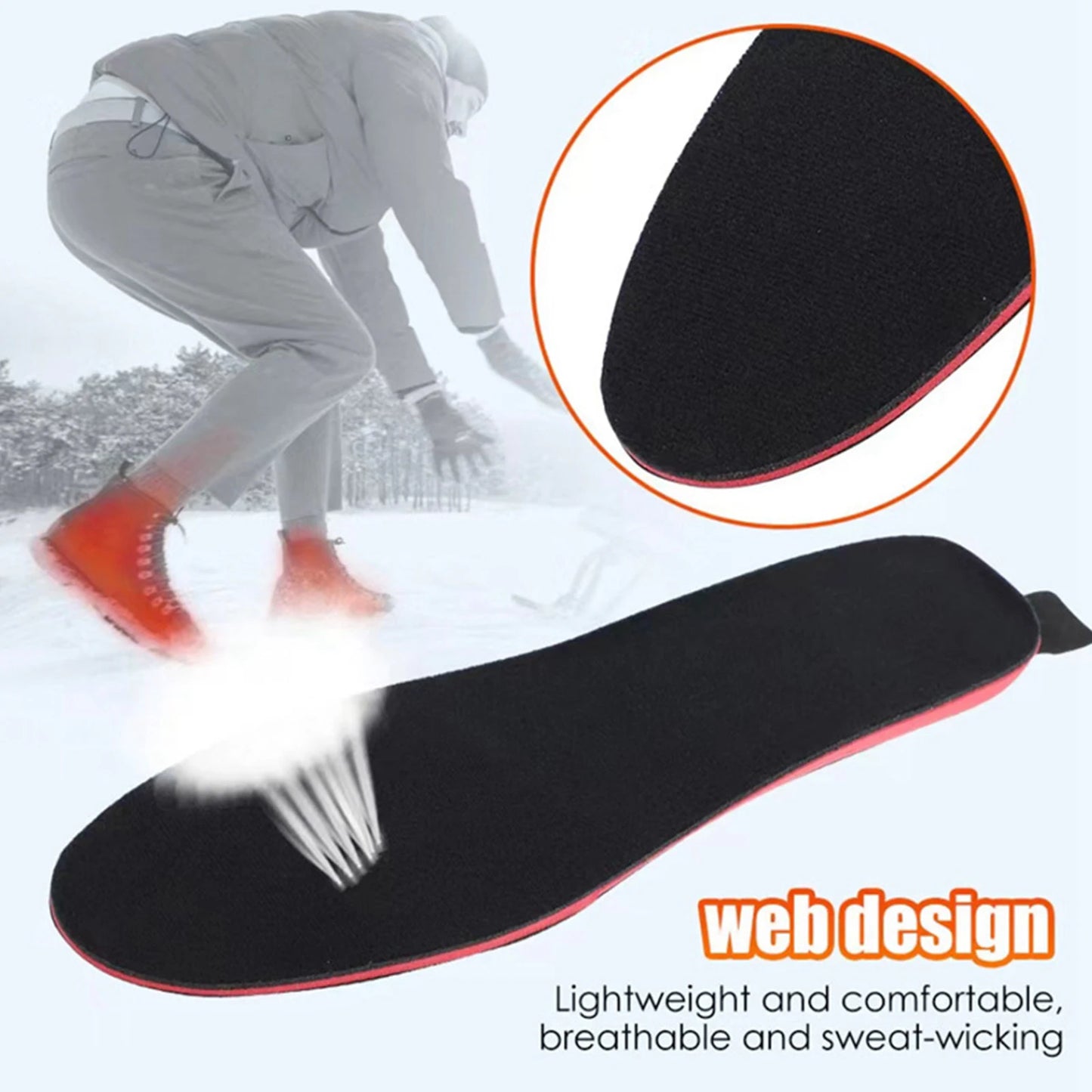 Smart Heated Insoles 3-Temperature Electric Foot Warmer Plantar Insoles with Remote Control Winter Breathable Thermal Shoes Pad