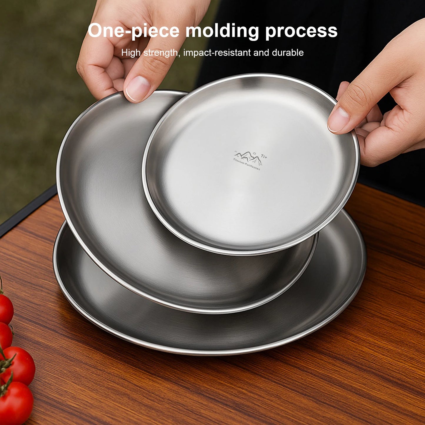 Titanium Purification Plate Backcountry Dinnerware Anti-Fall Outdoor Fruit Salad Plate Creative Home Dish Plate Camping Supplies