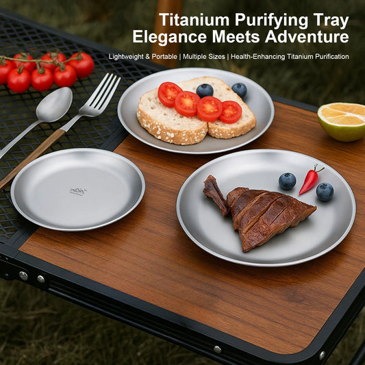 Titanium Purification Plate Backcountry Dinnerware Anti-Fall Outdoor Fruit Salad Plate Creative Home Dish Plate Camping Supplies