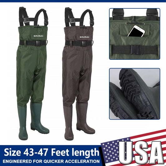 Waterproof Fishing Waders Pants Chest-Length Wader With Boots Durable Breathable Overalls Kit for Men Women Outdoor Raft Hunting