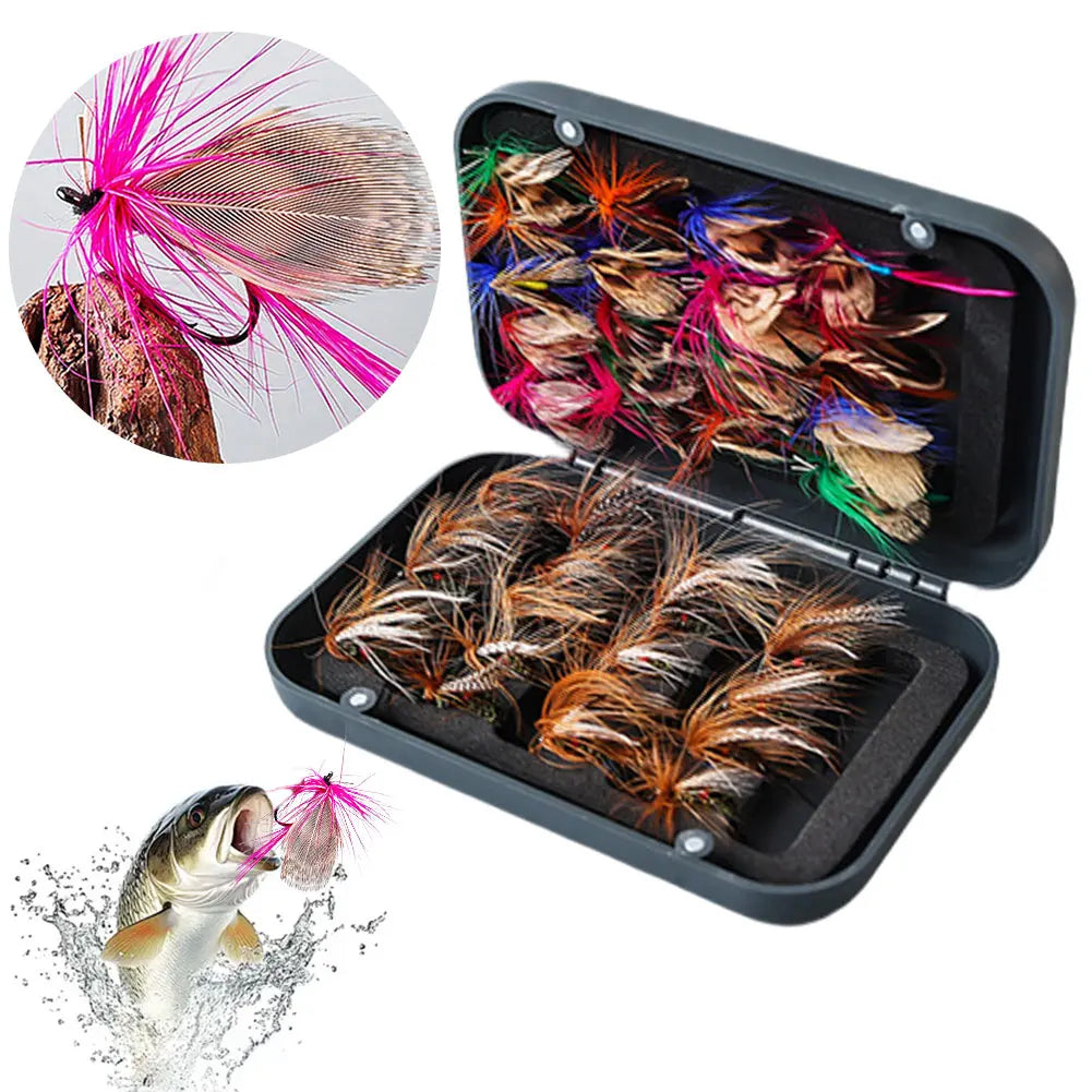 Box Bionic Fly Hook Set. Available in 60/41pcs. Artificial Insect Fishing Baits Bionic Insects Flies with Box Fly Fishing Lures for Trout Carp.