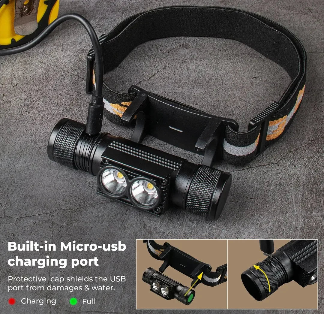H25L USB Rechargeable 1000LM Headlamp with 18650 Battery TN3535 5000K Headlight Camping Fishing Torch