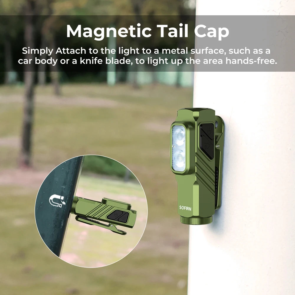 SOFIRN Mini ST10 1000LM EDC Flashlight USB C 14500 Rechargeable with Red Light 660NM Magnetic Tail & clip Dual Switch Torch