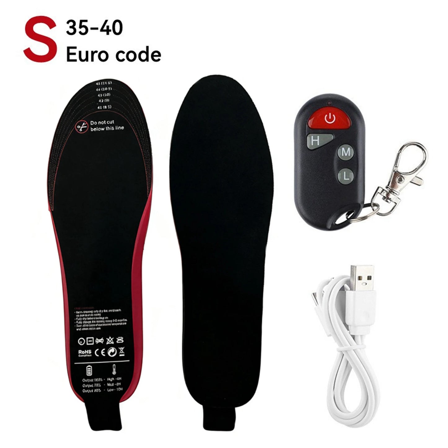 Smart Heated Insoles 3-Temperature Electric Foot Warmer Plantar Insoles with Remote Control Winter Breathable Thermal Shoes Pad