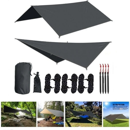 3Mx3M Camping Waterproof Awning Tarp Tent Dark Grey Ultralight Sun Shelter for Outdoor Tourist Beach sun shade UV Coating