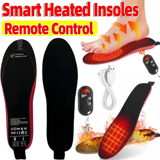 Smart Heated Insoles 3-Temperature Electric Foot Warmer Plantar Insoles with Remote Control Winter Breathable Thermal Shoes Pad