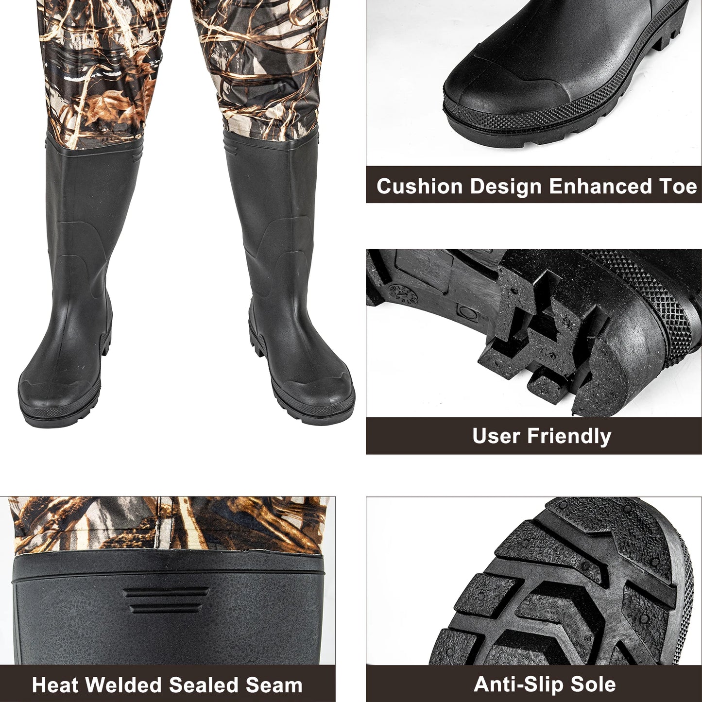 Waders Men with Boots for Fishing Waterproof Chest Wader Nylon & PVC Hunting Well