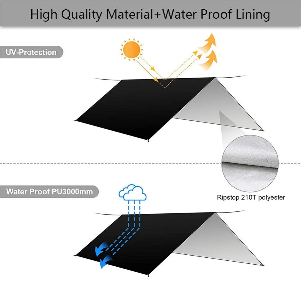 3Mx3M Camping Waterproof Awning Tarp Tent Dark Grey Ultralight Sun Shelter for Outdoor Tourist Beach sun shade UV Coating