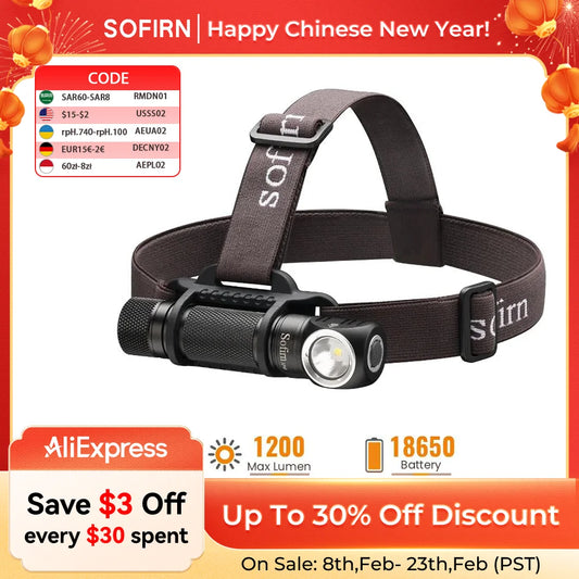 Sofirn SP40 XPL LED EDC Headlamp 18650 Rechargeable Lamp 1200lm Bright Outdoor Fishing Torch with Magnet TailCap