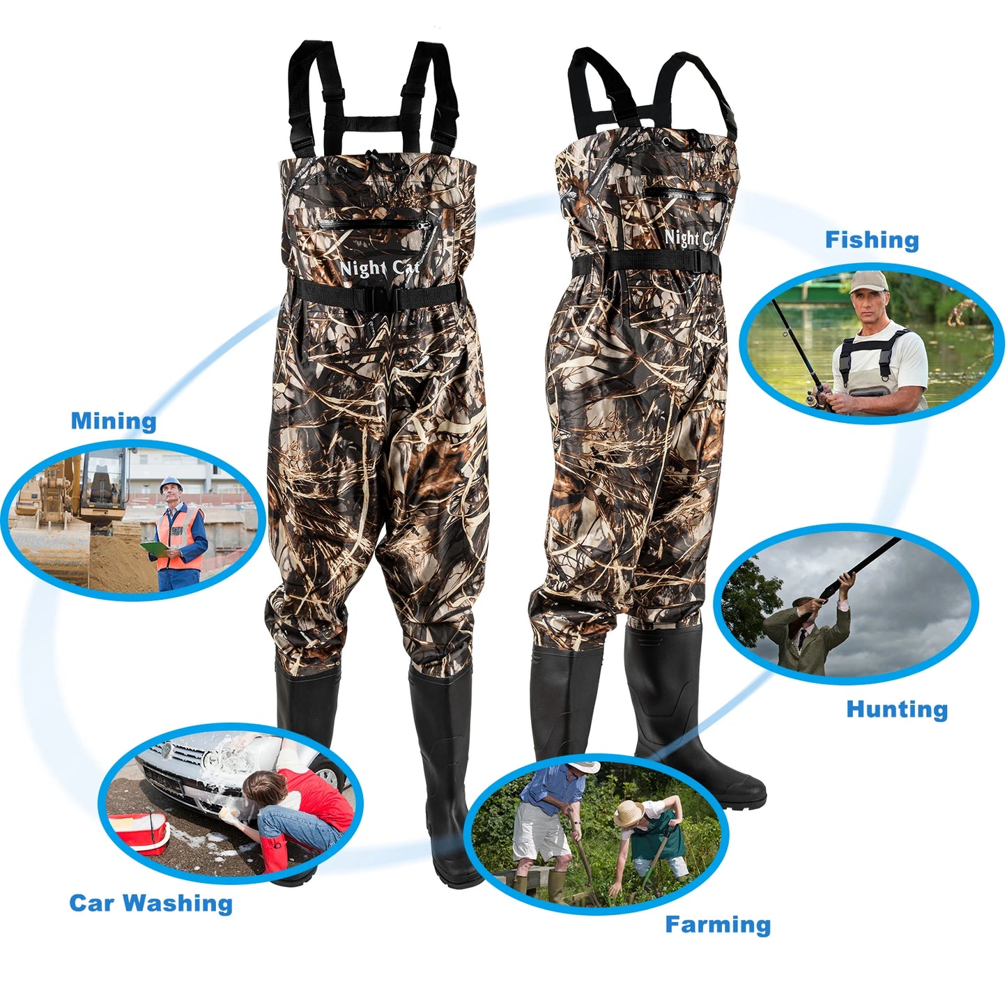 Waders Men with Boots for Fishing Waterproof Chest Wader Nylon & PVC Hunting Well