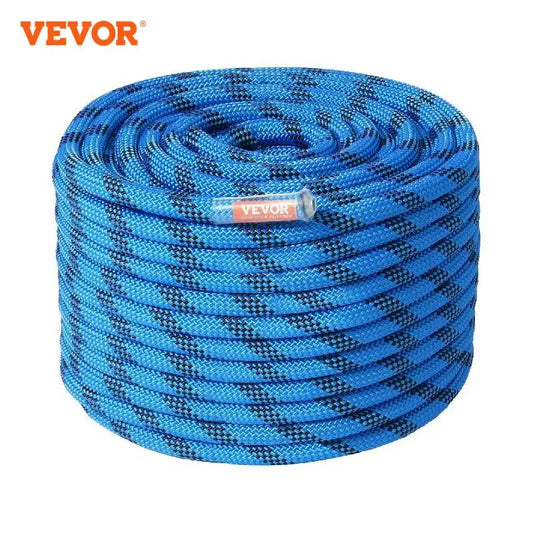 VEVOR 12.7mm Static Climbing Rope 125/150/200ft Outdoor Rock Climbing Rope 30KN Breaking Tension Fiber Rope w/ Steel Snap Hooks