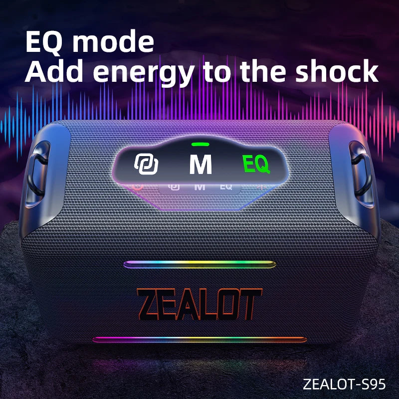 ZEALOT-S95 120W Waterproof Portable Loud Bluetooth Speaker, Wireless Outdoor Boombox SubwooferTriple Passive Radiators-Deep Bass